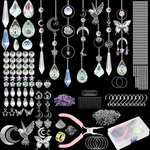 438 pcs Sun Catcher DIY Kit for Adults, Crystals Suncatchers Making Crafts Prism Hanging Decorative Rainbow Maker for Windows Garden Home Decor