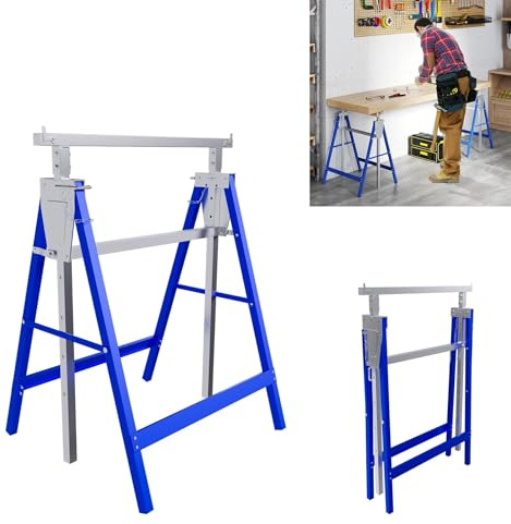 UISEBRT 2X Gerüstbock Stützbock 80 bis 130 cm HöhenverstellbarTeleskop-Arbeitsbock Set mit Sicherheitsverriegelung Stahlbau Tragkraft bis zu 150 kg Faltbar für einfache Lagerung und Transport