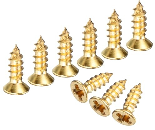 M METERXITY 200-Pack Brass Wood Screws M2x6mm | Phillips Flat Head Self-Tapping, for Door Hinges, Woodworking, Furniture Repair, Gardening, DIY Crafts Decorative