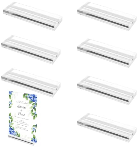 Xyvor 10 Piezas Soportes para Tarjetas, 10×3×1 cm Soporte Fotos Cartel, Table Number Holders de Acrílico Transparente, Soportes Tarjetas Rectangular, Porta Fotos, para Restaurantes, Bodas, Banquetes