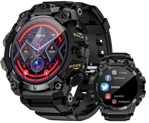 LOKMAT 4G Android Smartwatch APPLLP 2 PRO, 4 GB + 64 GB Robusto Militare Sport Orologio Uomo Orologio Fitness Tracker con GPS, Fotocamera WiFi, Bluetooth (nero)