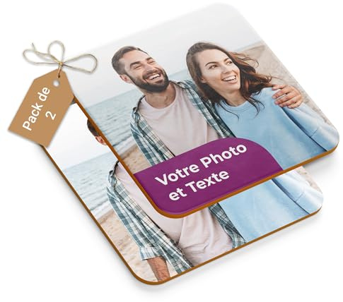 Cimpress Foto Untersetzer, Personalisierter Glasuntersetzer aus Kork, 9,5 × 9,5 cm, mit Bild oder Text personalisierbar, Geschenkidee für Freunde oder Familie, rutschfest und Kratzfest im Alltag