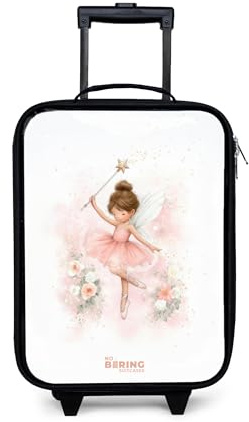 NoBoringSuitcases.com® Kinderkoffer Klein Reise Trolley 48x31x19 cm Reisekoffer Kleiner Kinder Koffer mit LED Rollen Ultraleicht Mini Hartschalenkoffer Fee - Rosa
