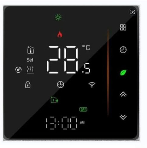 Termostato intelligente per Tuya, regolatore di temperatura programmabile WiFi per riscaldamento a pavimento ad acqua con telecomando e timer (GC-nero)