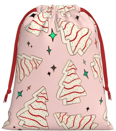 Weihnachtsbaum-Kuchenmuster-Tasche mit Kordelzug, Aufbewahrungsbeutel für Weihnachtspapier, ideal für Weihnachtsfeiern, Geburtstagsdekorationen, groß