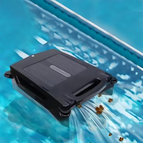 TUPOSTAR Skimmer Solare per Piscina, con Batteria da 2500Mah/Cestello Raccogli Detriti di Grande capacità, Pulitore Automatico per Piscina, per Piscine Fuori Terra,Nero