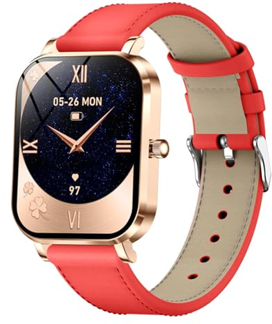 Cuifati Orologio Sportivo Intelligente da Donna, Corpo in Metallo Ultra Sottile da 8,8 Mm, Display da 1,75 Pollici, Chiamate BT, Monitoraggio della Salute, Frequenza Cardiaca, Ossigeno nel (Rosso oro)