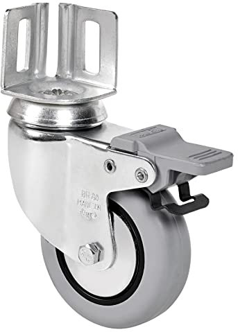 Drehrad mit Bremse für Beistellmöbel, ALEX-Räder, BH PGI, Winkelplatte, Gummiring, Ø 80 mm