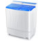 COSTWAY Twin Tub Washing Machine, 4.5KG/6KG/8.5KG Total Capacity Portable Laundry Washer Spin Dryer with Timing Function & Drain Pump for Apartment Dorms Camping (Blue+White, 3.5kg Washer+1kg Dryer)