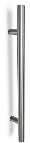 Oppali Gebürstet Rostfreier Stahl 304 Haustür-Beschlag Stoßgriffe Ziehgriff | Stangen-Griff Durchmesser 30mm | Runden T-Bar | 100cm Gesamtlänge | Loch-zu-Loch Abstand 80cm |