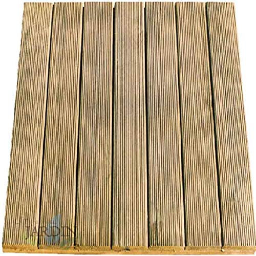 Suinga Dalle en bois droit 100 x 100 cm 36 mm, pavé extérieur, jardin, terrasse, décoration