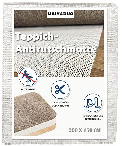 Alfombra Antideslizante, 150cm x 200cm Base Antideslizantes para Alfombras Cortable Lavable Reutilizable Alfombra Protección Resistente contra Resbalones para Alfombras Alfombrillas en Parqué Baldosas