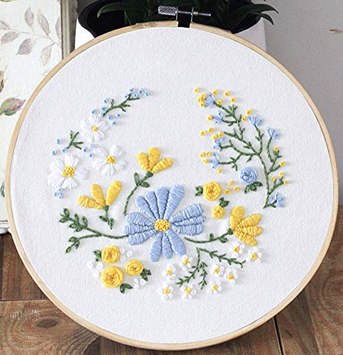 Stickset Eichhörnchen Blumendesign Blumengarten Awesocrafts Vollständige Palette von Stickerei-Startersets für Anfänger und Erwachsene (blau)