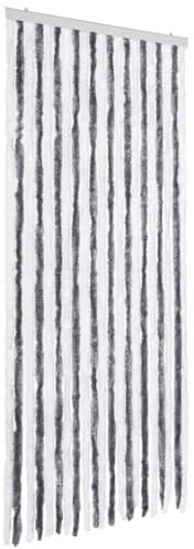 vidaXL Insect Curtain 90x200 cm - Durable Polypropylene Chenille, Waterproof, Lightweight, Grey & White, Privacy Assured, Easy Installation