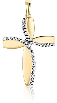 PRINS JEWELS 14 Karat 585 Gold Bicolor Diamantschliff Kreuz Anhänger