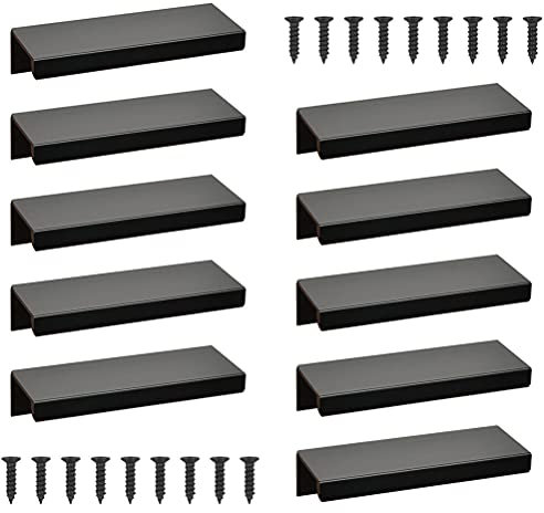 NA 10 Stück Versteckte Schrankgriffe, 80 mm Möbelgriffe Aluminiumlegierung, Küchengriffe, Türgriff, Schubladengriffe, Schwarz Schubladengriffe, Schrankgriffe Griff, Terrassentür Griffleisten Küche