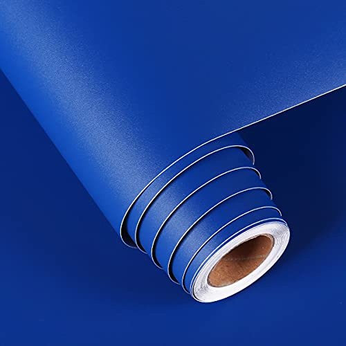 FunStick Dicke Möbelfolie Selbstklebend Königsblaue Tapete Matt Blaue Kinderzimmer Tapete Klebefolie Arbeitsplatte Küche Für Schränke Wasserdicht Selbstklebende Wohnzimmer Schlafzimmer Folie 40CM x 2M