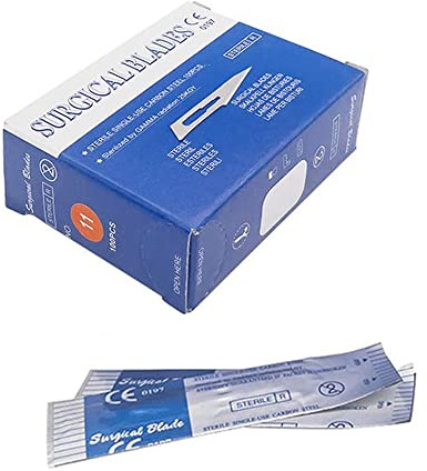 100 Pièces Stérile #11 Lames Chirurgicales Médicales Lame De Rasoir Pour Dentaire, Dermaplaning, Dissection, Podiatrie, Toilettage, Élimination De L'acné