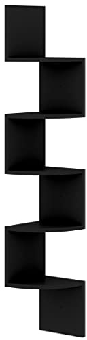 vidaXL Wand Eckregal Wandregal Bücherregal Hängeregal Schweberegal Dekoregal Büroregal Wohnzimmer Schlafzimmer Schwarz 19x19x123cm Holzwerkstoff