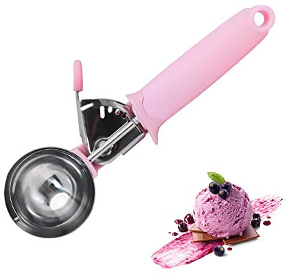 Ice Cream Scoop, Cookie Fruit Scoop with Comfort Grip Handle, Stainless Steel Ice Cream Scoop with Trigger Lever(8.46 Inch)