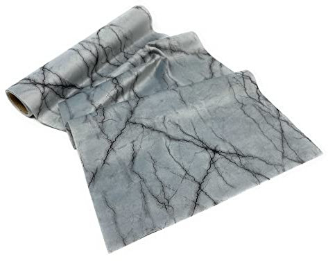 Runner da tavola alla moda in marmo, 28 x 150 cm, tovaglia sottile in velluto (blu chiaro marmorizzato)