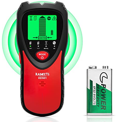 KAIWEETS Rilevatore, Sensore Elettronico, Scanner da Parete, Rilevatore Tubi Metallici con Display LCD per Rilevare Legno, Metallo,Cavi Nel Muro e Magnetico O Non Magnetico (Nero+Rosso)