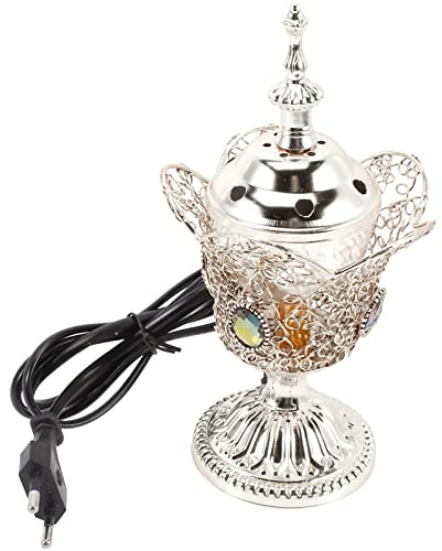 Cabilock Brûleur D' Électrique Vintage Porte-Brûleur en Métal de Style Moyen-Oriental Attar Encensoir Aromathérapie Lampe Aromatique pour La Maison Yoga Spa
