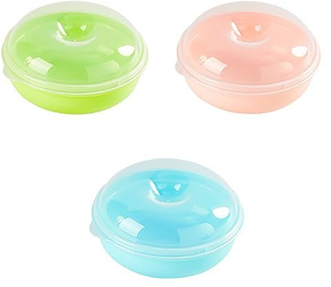 Meokro 3 pcs Bagel Fresh Container Round Sandwich Box Bread Storage Box Bagel Saver for Home Kitchen