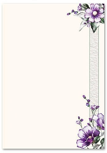 50 Blatt Briefpapier LILA BLUMEN - DIN A5 Format - Blumen & Blüten