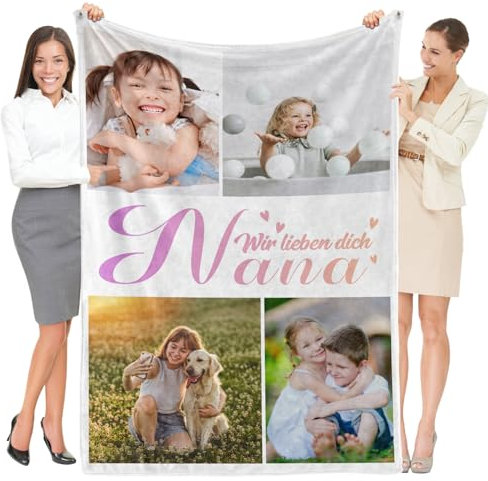 Greysky Personalisierte Decke mit Foto, Personalisierte Decken, Personalisierte Geschenke für Frauen & Männer (4 Bilder-2, Klicken Sie auf Jetzt anpassen.)