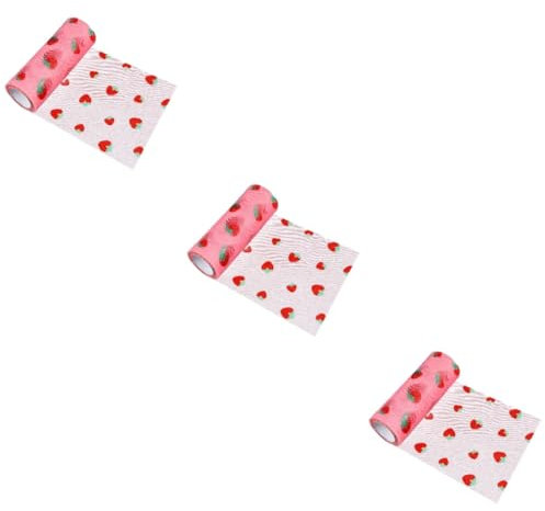 EXCEART 3 Rollen Kleine Erdbeermaschenrollen Kleid Rock Stoff Stoffspulenbänder Kopfschmuck Gazeband Spule Stoff Tutu Tüll Zum Basteln Gaze Tüll Mädchen Wickelrock Polyester Kinderkleidung