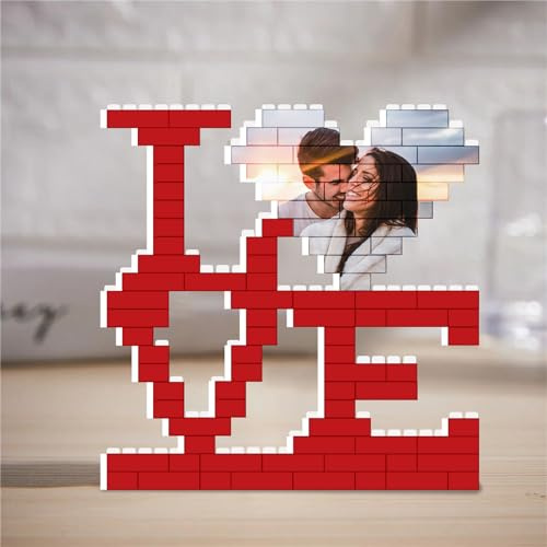 Individueller Fotoblock aus Bausteinen, personalisierbar, Liebesstein-Puzzles, Bilderrahmen, romantischer Jahrestag, Valentinstag, Hochzeit, Dekoration, Geschenke für sie, ihn, Freund, Freundin,