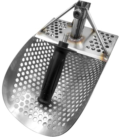 Paletta di sabbia per il rilevamento dei metalli Pala spiaggia in acciaio inossidabile con manico Metal Detector Pala di sabbia Strumenti di scavo e setacciatura della sabbia spiaggia