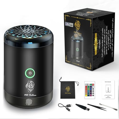 Al salama Brûleur d'encens électrique, Diffuseur d'arôme Portable Rechargeable USB,Brûleure d'encens électrique pour Voiture, Brûleur Arabe de bakhoor pour Usage Domestique(Black)
