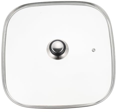 HOLIDYOYO Tapa De Olla Multifunción Cuadrada 30 Cm De Vidrio Resistente Al Calor Mango Redondo Aislado Para Hogar y Restaurante, Cubierta Visible y Práctica Para Cocina Doméstica