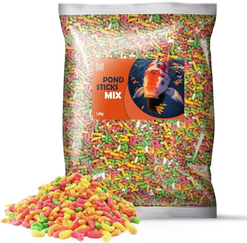 Mersjo Fischfutter für Teichfische, Pond-Fischfutter für Teichfische, schwimmfähige Futter Sticks für die tägliche Fütterung, 1,3 kg