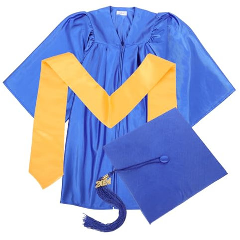 VALICLUD 1 Set Abito Da Laurea Cappelli Vestiario Vestiti Per La Laurea Toga e Berretto Da Berretto e Camice Abito Di Berretti e Camici Fascia Di Poliestere Blue