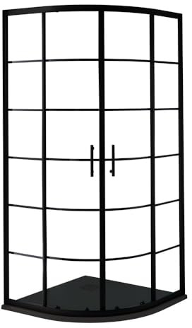 Milano Barq Black Grid Reversible Quadrant Shower Enclosure Graphite Tray - 900mm x 900mm