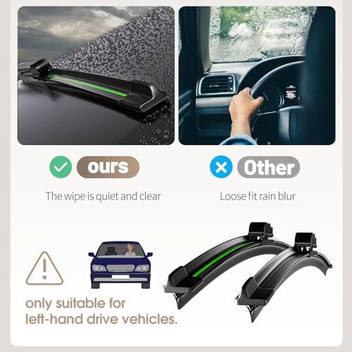 Auto-Wischerblätter/Passend for VW Polo 6N 9N 6R 6C AW1 BZ1 1994-2023 Frontscheibenwischerblätter 2-tlg. Windschutzscheiben-Fensterzubehör 2006 2010 2017 2018 Car Windscreen Wiper(Black-Green,6N (199