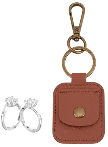 GOMAKERER 2 Stück Ringhalter Aus Leder Ringhalter Etui Reisetasche Für Eheringe Verlobungsring Etui Ringträger Sporttasche Zur Schmuckaufbewahrung Braun