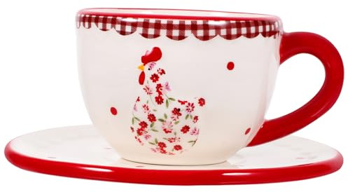 PRETYZOOM Juego De Vajilla De Cerámica Con Diseño Floral Rojo Taza De Café Taza De Té Para Cocina