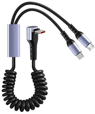 Ldabrye Spring Coils Charging Cord For MicroUSB Phones/Tablets 66W Fast Speed Charging Type C Data Syncs Cable