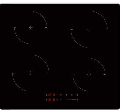 Cazooo Induction Hob 4 Zones, Built-in Induction Hob 60cm, 7000W Induction Cooktop with Slider Touch Control, Power Boost, Pause Function, Child Safety Lock, Timer, Residual Heat Indicator, Black