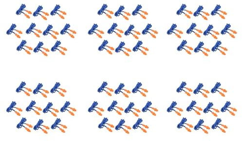 Fnfhsa 60 Piezas De Tapones De Oídos Suaves De Silicona De Seguridad - Protectores Auditivos, Manguitos Con Cable - Reducción De Ruido Para El Trabajo En Casa Para Dormir Azul Naranja