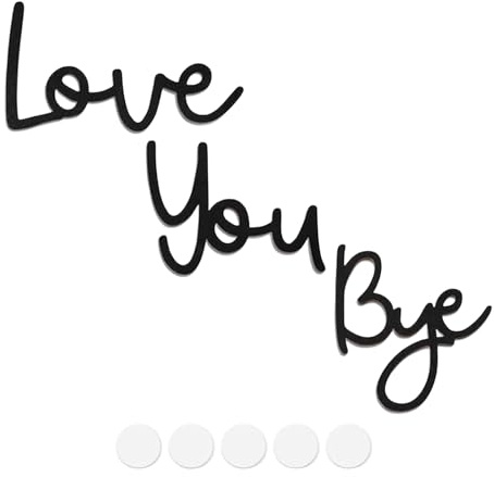 Love You Bye Above Door Sign, Black Wooden Script Wall Art Plaque with Double-Sided Tape, Modern Hallway Entryway Decor for Home Decoration