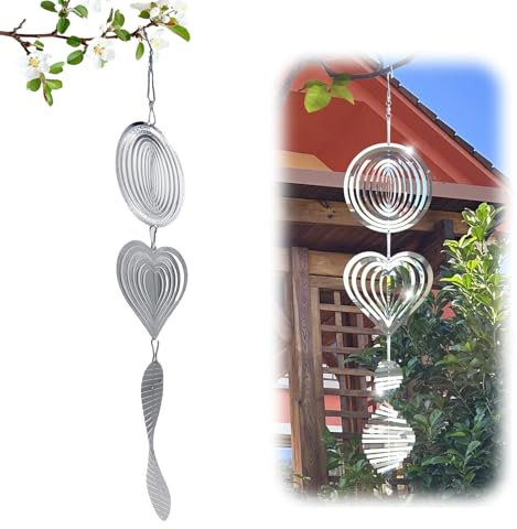 LUMOOM Ahuyentador de pájaros reflectante, carillón de viento 3D de metal colgante, eficaz ahuyentador de aves para el jardín, exterior, balcón, terraza, granja, patios interiores, ventanas, espirales