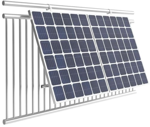 Balkonkraftwerk Halterung für 2 Module - Solarpanel Halterung Balkon & Wand | Für 2 Solarmodule, passt an Geländer, Wand und Brüstung, wetterfester Aufbau, DIY-Montage inklusive komplettem Material