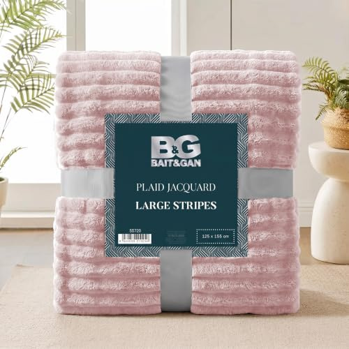 Manta Plaid Canalé con Sherpa – 100% Poliéster, Ultra Suave y Cálida | – para Sofá o Cama – Disponible en 125x155, 160x220 y 220x240 cm – 7 Colores.
