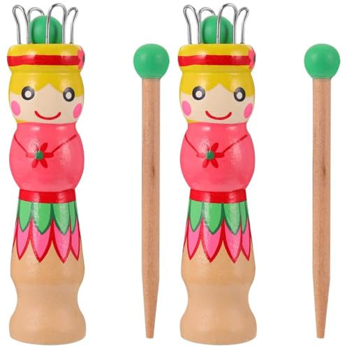 Gadpiparty Wooden Knitting Dolly Set 2pcs French Knitting Tool | Mini Wood Braiding Looms with Needles and Instructions for Wool Yarn Cord Making, Beginners and Craft Practice