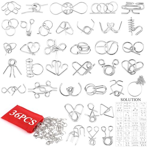 Set di 36 giochi per la pazienza, 3D Brainteaser in metallo, puzzle di pazienza, giochi di pensiero IQ, mini regalo per bambini, adulti e studenti
